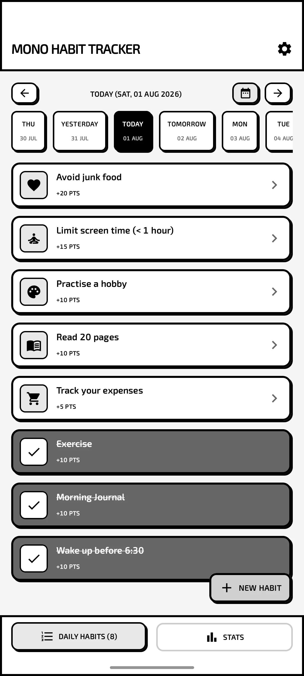 Mono Habit Tracker screenshot