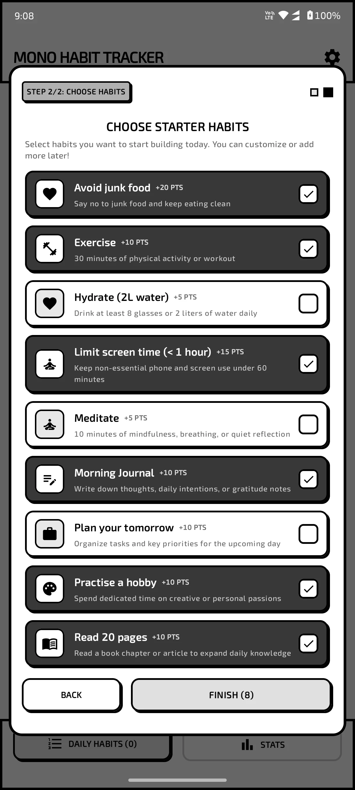 Mono Habit Tracker screenshot